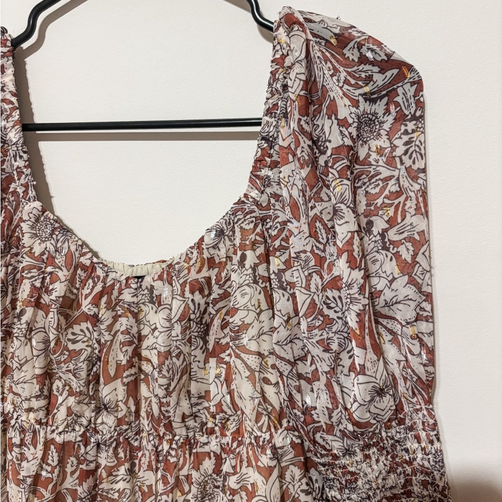 NWOT REVOLVE Coastal Cowgirl Brock Mini Dress in Brown & Ivory Floral - Picture 2 of 13